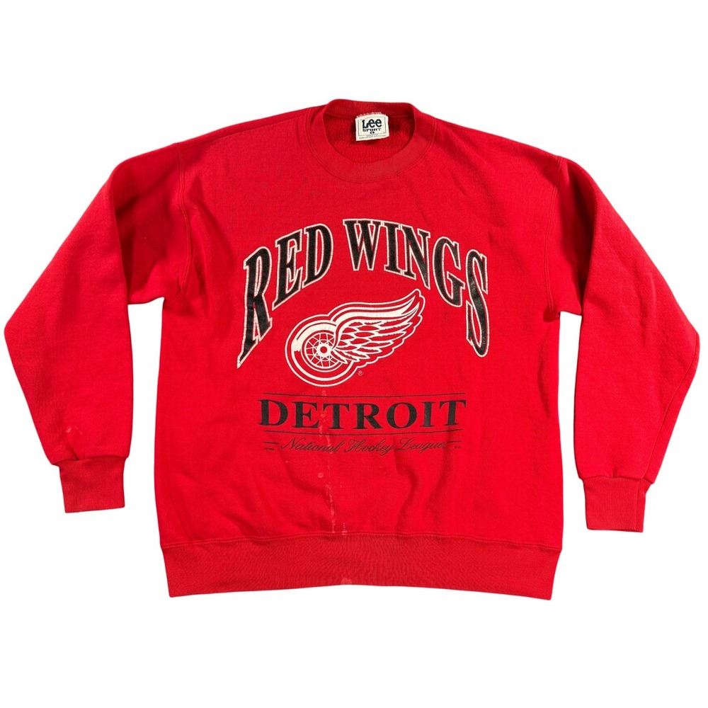 Vintage Lee Sport Detroit Red‎ Wings Sweatshirt Mens Large Red NHL Made in USA